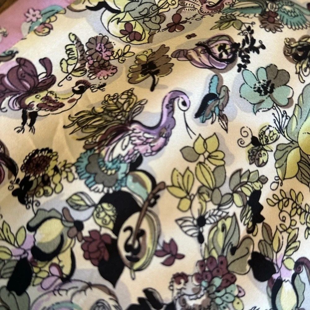 Nanette Lapore | Vintage 100% Silk Floral Midi Dress with Lace Detail, Size 0 - Picture 4 of 12